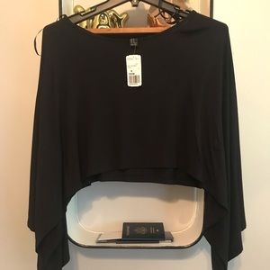 Cropped Long Sleeve Cape Top